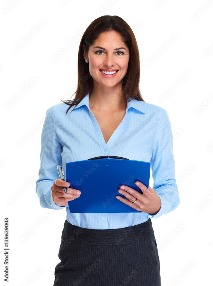 Poster business woman with clipboard