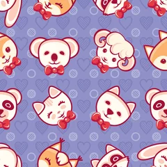 Foto auf Leinwand Cute pets. Seamless pattern. Colorful background with characters. © Zoya Miller