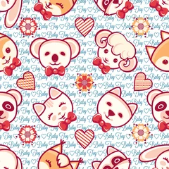 Wandcirkels plexiglas Cute pets. Seamless pattern. Colorful background with characters. © Zoya Miller