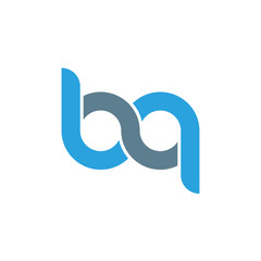 Initial letter bq modern linked circle round lowercase logo blue gray