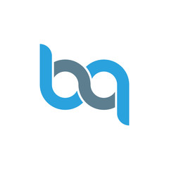 Initial letter bq modern linked circle round lowercase logo blue gray
