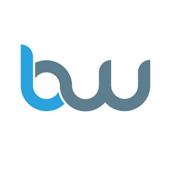 Initial letter bw modern linked circle round lowercase logo blue gray