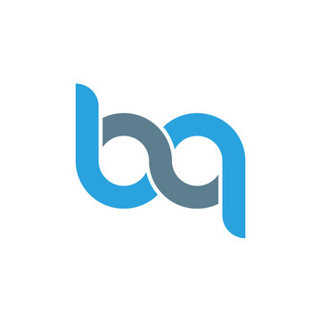 Initial letter bq modern linked circle round lowercase logo blue gray