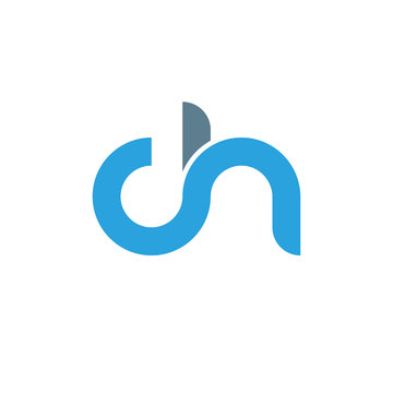 Initial letter ch modern linked circle round lowercase logo blue gray