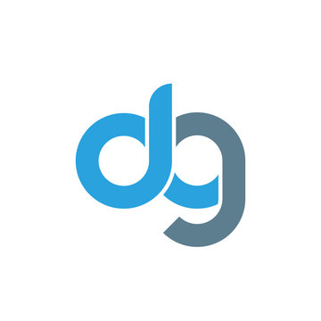 Initial letter dg modern linked circle round lowercase logo blue gray