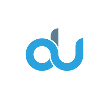 Initial letter du modern linked circle round lowercase logo blue gray