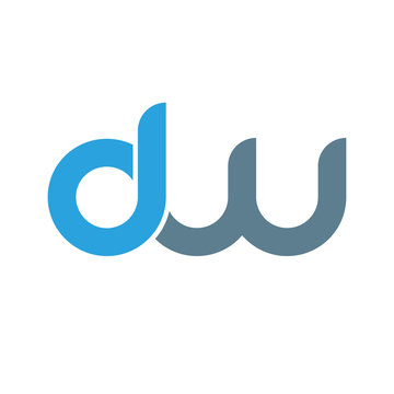 Initial letter dw modern linked circle round lowercase logo blue gray