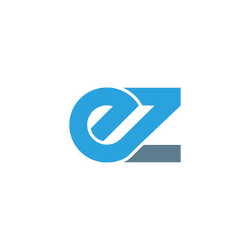 Initial letter ez modern linked circle round lowercase logo blue gray