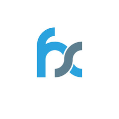 Initial letter fx modern linked circle round lowercase logo blue gray