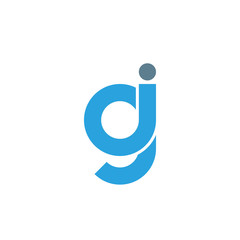 Initial letter gi modern linked circle round lowercase logo blue gray