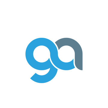 Initial letter ga modern linked circle round lowercase logo blue gray