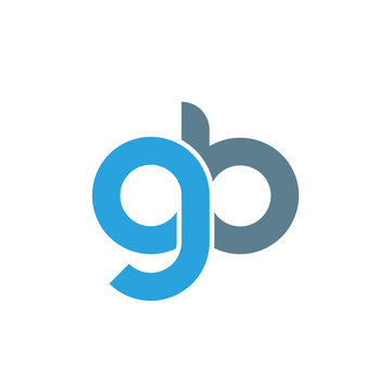 Initial letter gb modern linked circle round lowercase logo blue gray