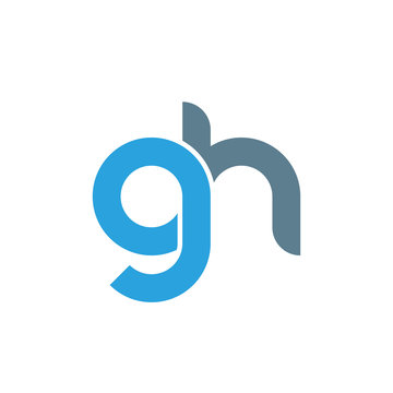 Initial letter gh modern linked circle round lowercase logo blue gray