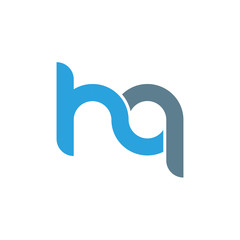 Initial letter hq modern linked circle round lowercase logo blue gray