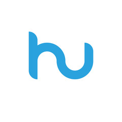 Initial letter hu modern linked circle round lowercase logo blue