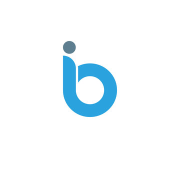Initial letter ib modern linked circle round lowercase logo blue gray
