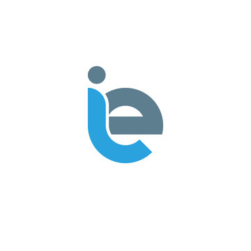 Initial letter ie modern linked circle round lowercase logo blue gray