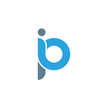 Initial letter ip modern linked circle round lowercase logo blue gray