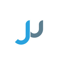 Initial letter ju modern linked circle round lowercase logo blue gray