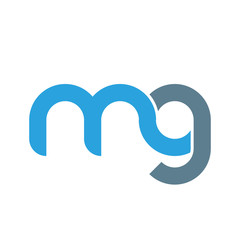 Initial letter mg modern linked circle round lowercase logo blue gray