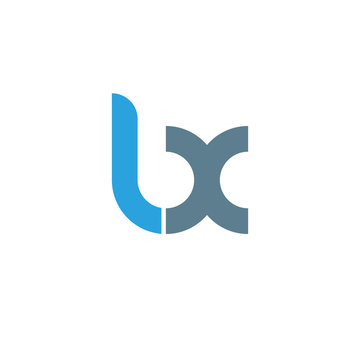 Initial letter lx modern linked circle round lowercase logo blue gray