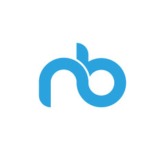 Initial letter nb modern linked circle round lowercase logo blue