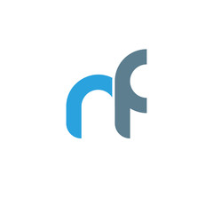 Initial letter nf modern linked circle round lowercase logo blue gray