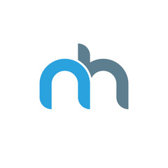 Initial letter nh modern linked circle round lowercase logo blue gray