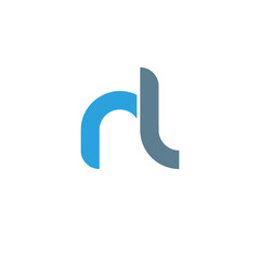 Initial letter nl modern linked circle round lowercase logo blue gray