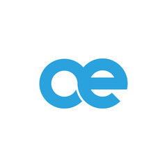Initial letter oe modern linked circle round lowercase logo blue