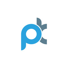 Initial letter pk modern linked circle round lowercase logo blue gray - obrazy, fototapety, plakaty