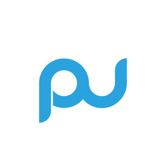 Initial letter pu modern linked circle round lowercase logo blue gray