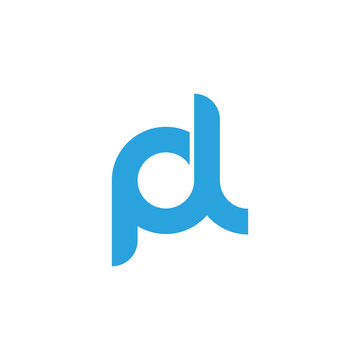 Initial letter pl modern linked circle round lowercase logo blue