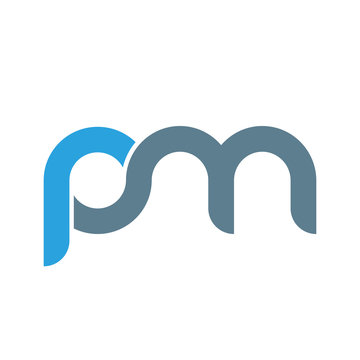 PM P M Letter Logo Design. Initial Letter PM Linked Circle