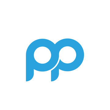 Initial letter pp modern linked circle round lowercase logo blue