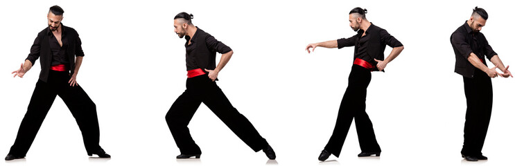 Spanish dancer in various poses on white