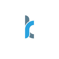 Initial letter rk, kr, modern linked circle round lowercase logo blue gray