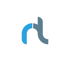 Initial letter rl modern linked circle round lowercase logo blue gray