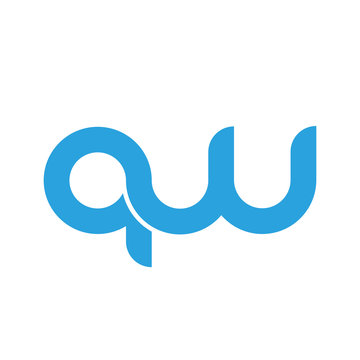 Initial letter qw modern linked circle round lowercase logo blue