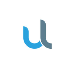Initial letter ul modern linked circle round lowercase logo blue gray
