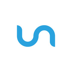 Initial letter un modern linked circle round lowercase logo blue