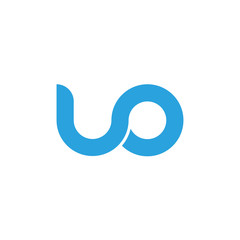 Initial letter uo modern linked circle round lowercase logo blue