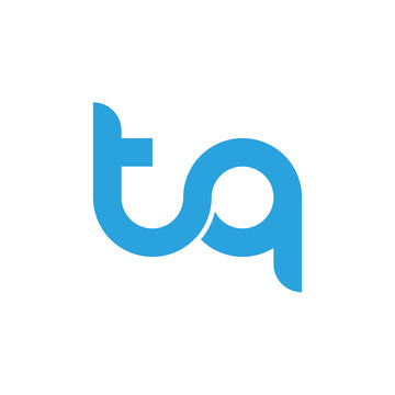Initial letter tq modern linked circle round lowercase logo blue gray