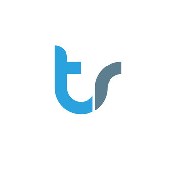 Initial letter tr modern linked circle round lowercase logo blue gray