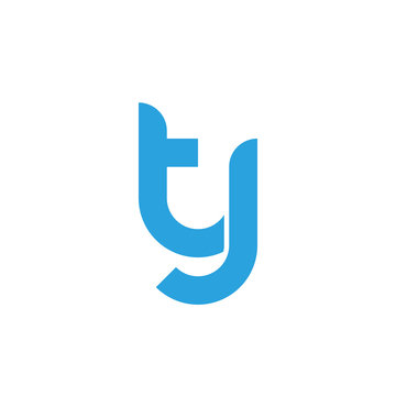 Initial letter ty modern linked circle round lowercase logo blue