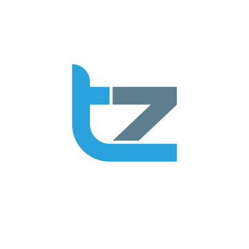 Initial letter tz modern linked circle round lowercase logo blue gray