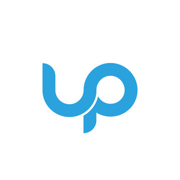 Initial Letter Up Modern Linked Circle Round Lowercase Logo Blue