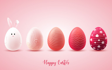 Funny Easter eggs on bright pink background
