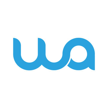 Initial letter wa modern linked circle round lowercase logo blue
