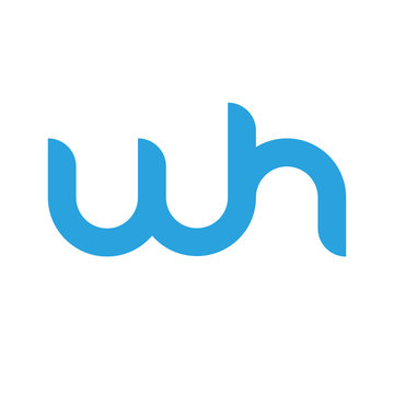 Initial letter wh modern linked circle round lowercase logo blue